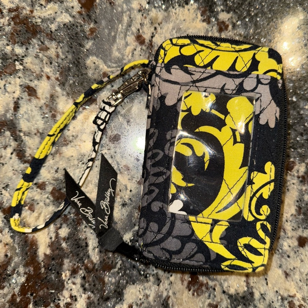 Vera Bradley Yellow and Black Patterned Wristlet